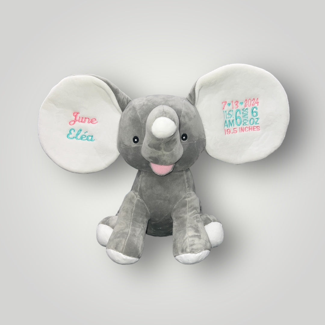 Personalized Big Earred Elephant Dumble (grey)