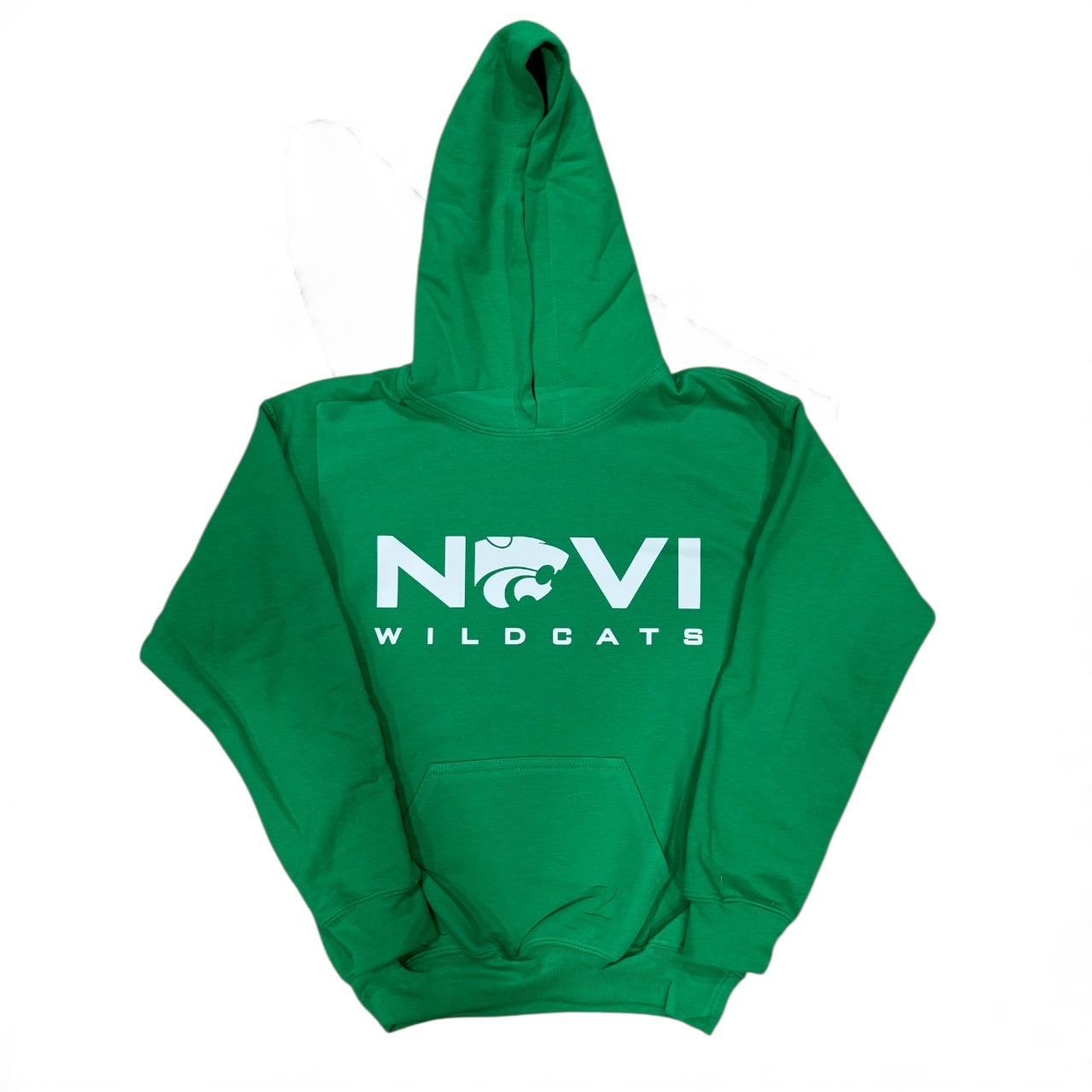 Clearance item -Novi Wildcats, Kelly Green Hooded Sweatshirt, Youth Sizes