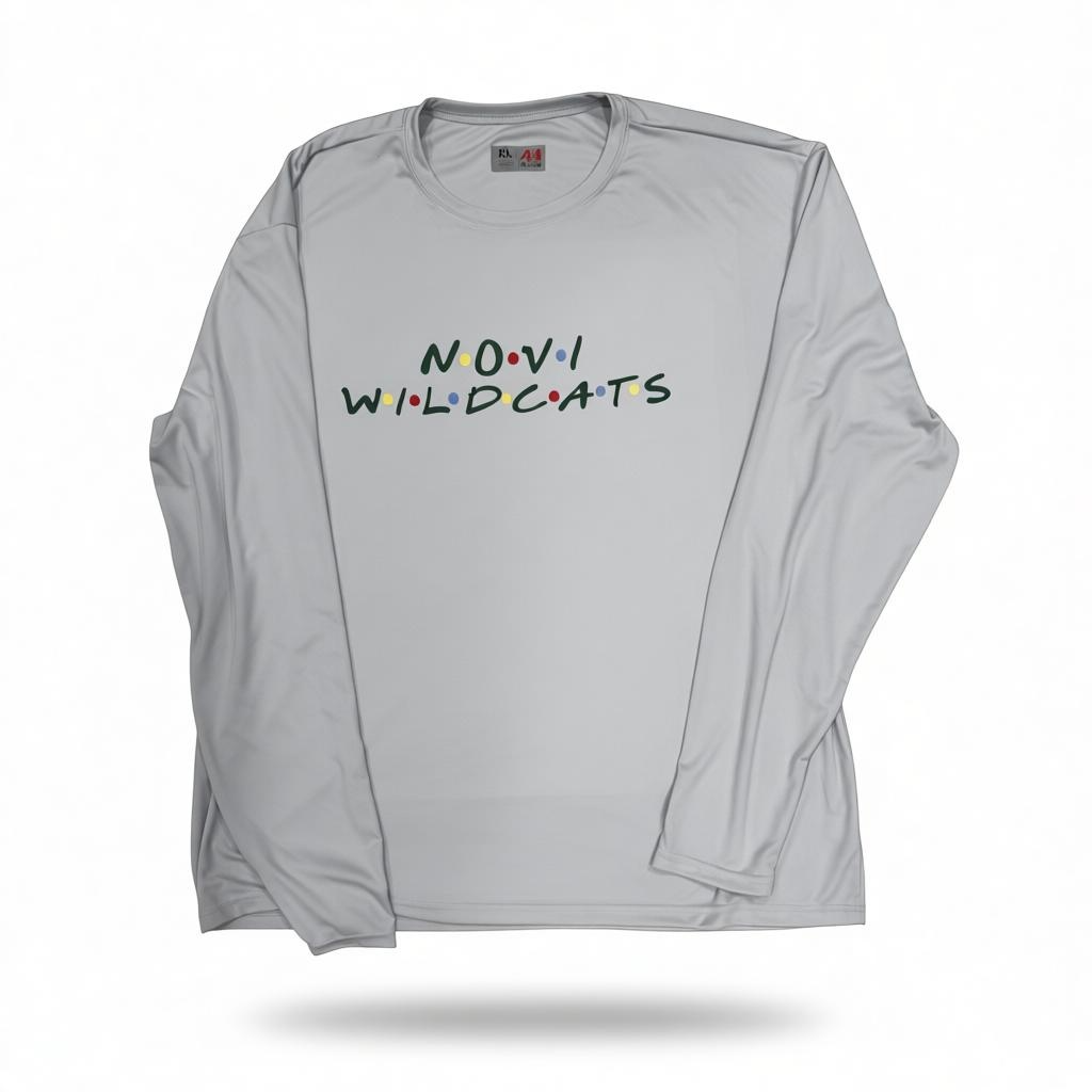 Clearance item -Novi Wildcats, Grey Drifit Long Sleeve, Adult XL