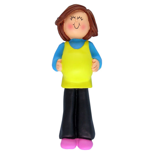 Pregnant/Expecting, Brown Hair Female- personalized ornament