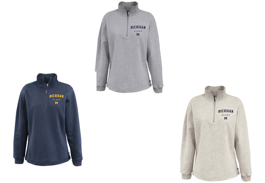 Michigan Sleep, 1/4 zip sweatshirt, Ladies Fit