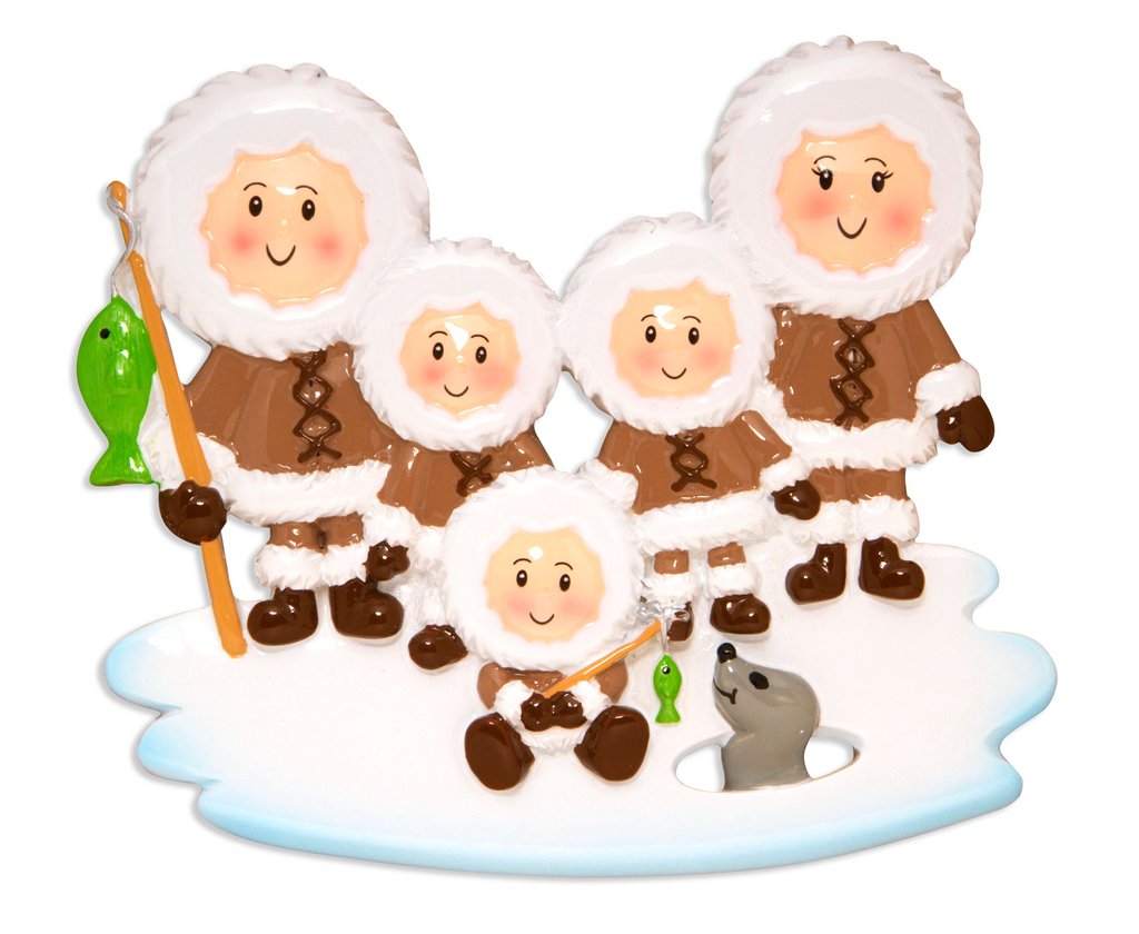Eskimo Family Personalized Christmas Ornament- Family of 5