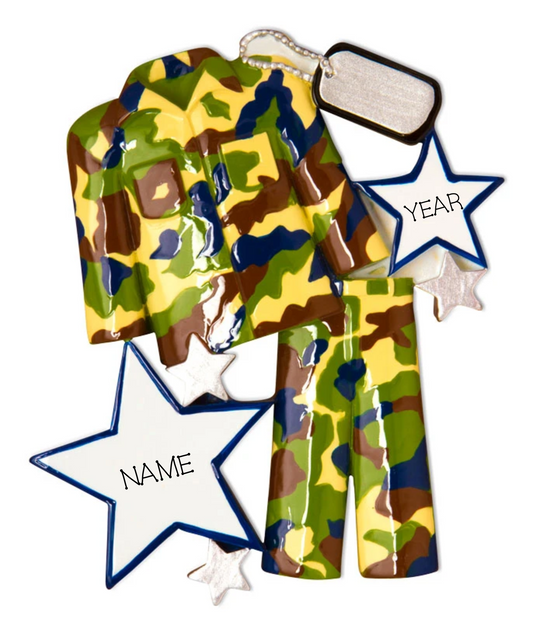 Camo Fatigues Personalized Christmas Ornament