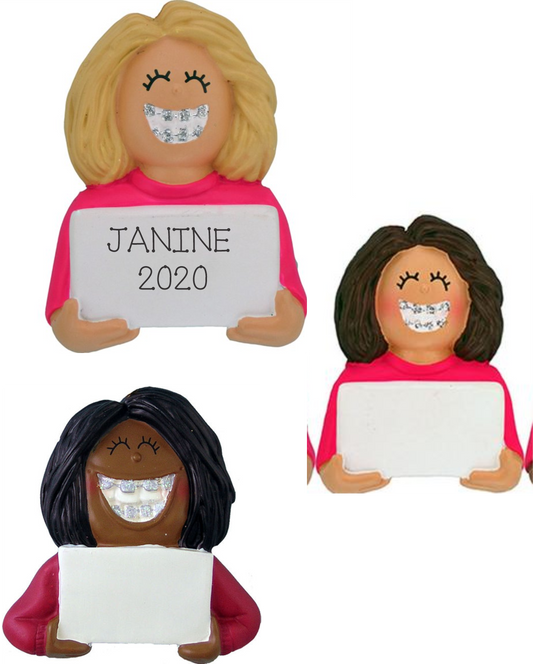 Braces, Female-Personalized Christmas Ornament