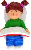Potty Trained, Brown Hair Girl, Personalized Ornament