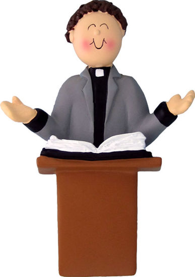 Male Pastor, Brown Hair- Personalized Christmas Ornament