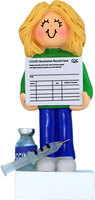 Vaccine Card, Female Blonde, Personalized Ornament