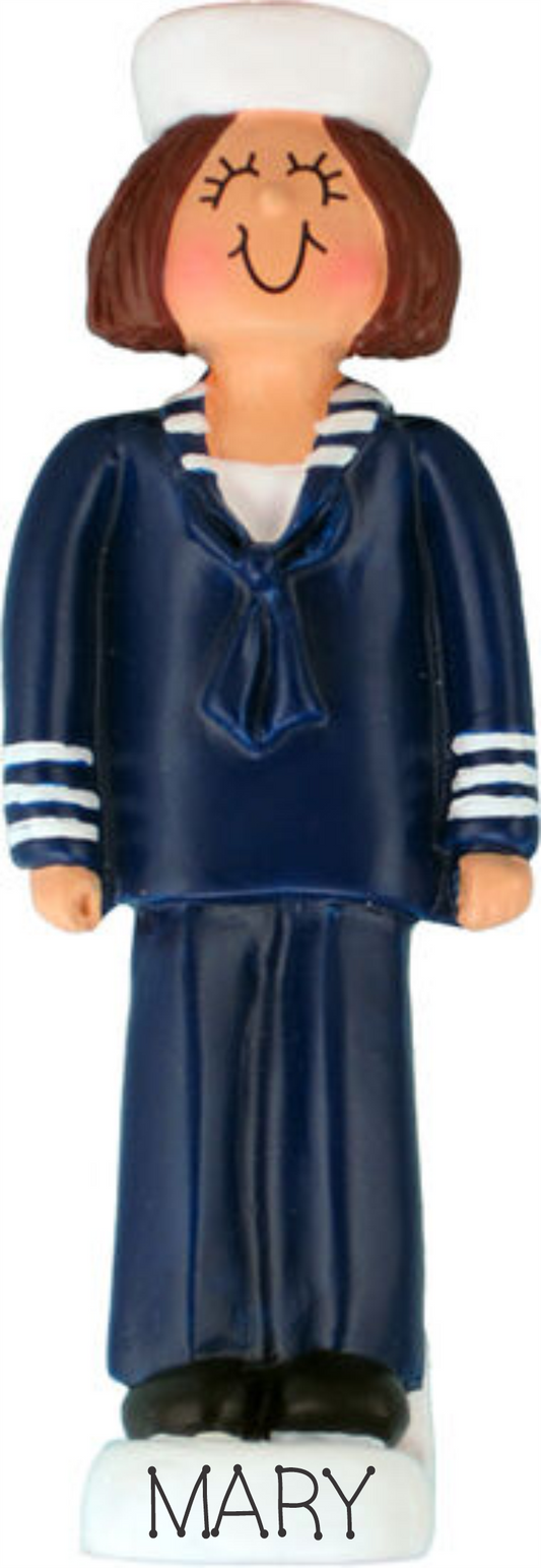 Navy Female, Personalized Christmas Ornament