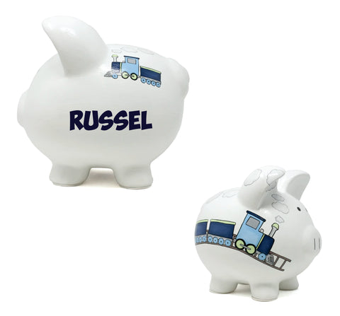 Personalized Boxcar Train Themed Piggy Bank