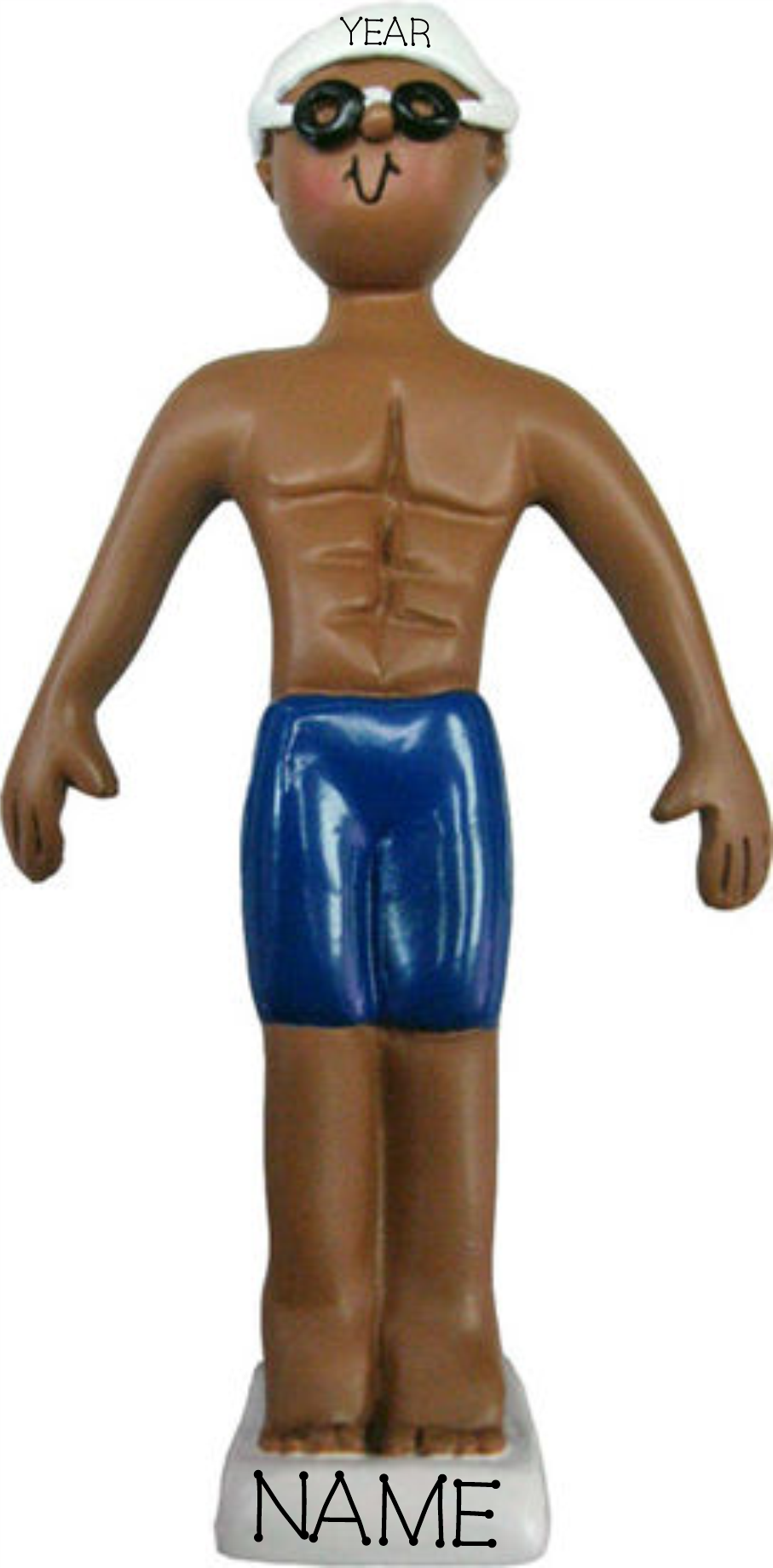 Diver/Swimmer, Boy, Dark Skin- Personalized Christmas Ornament