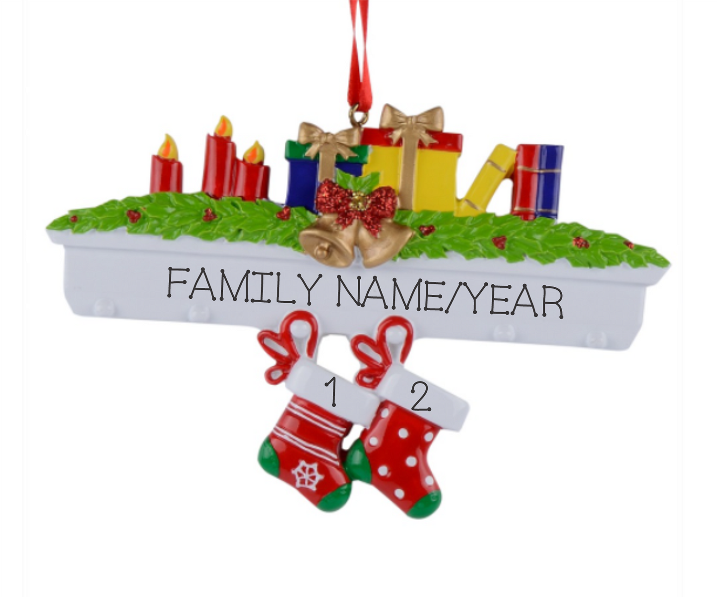 Colorful mantle with stockings, Family of 2