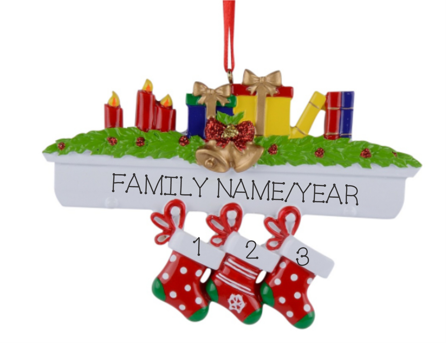 Colorful mantle with stockings, Family of 3