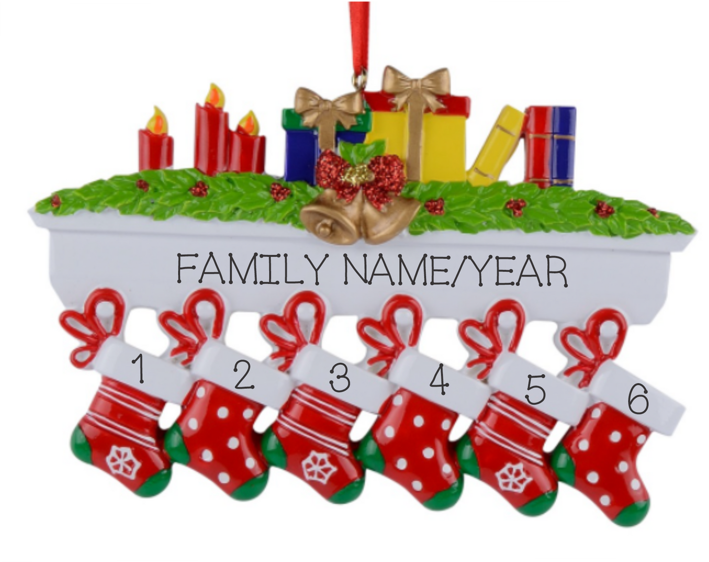 Colorful mantle with stockings, Family of 6