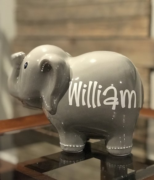 Personalized Elephant Piggy Bank – Stitch & Scribe