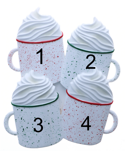 Cocoa Mug- Family of 4 Personalized Ornament
