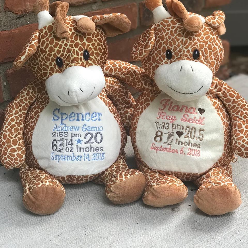 Personalized Giraffe Cubbie, Stuffed Animal