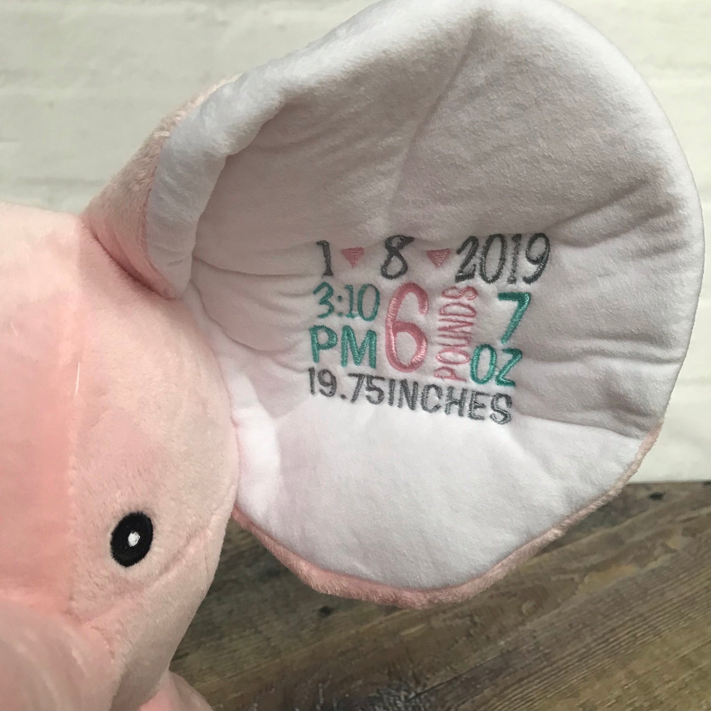 Personalized Big Earred Elephant Dumble (pink)