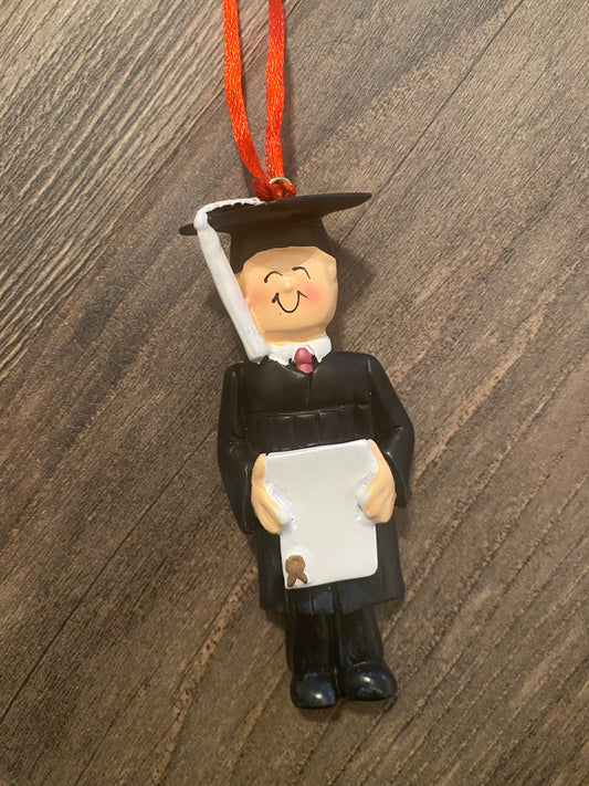 Graduate, Light Skin, Male- Personalized Ornament
