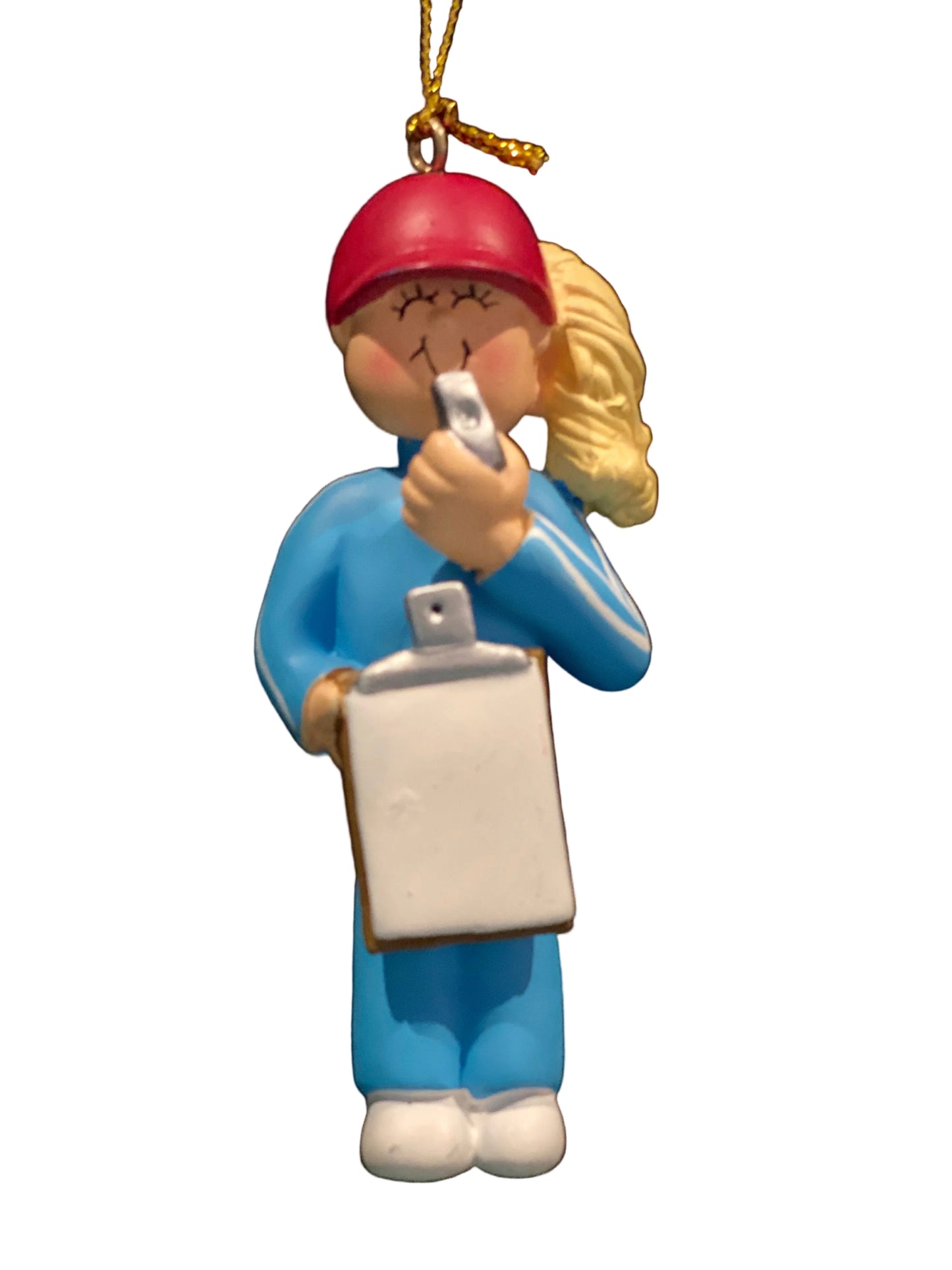 Coach/Referee, Female, Light Skin, Blonde Hair -Personalized Ornament