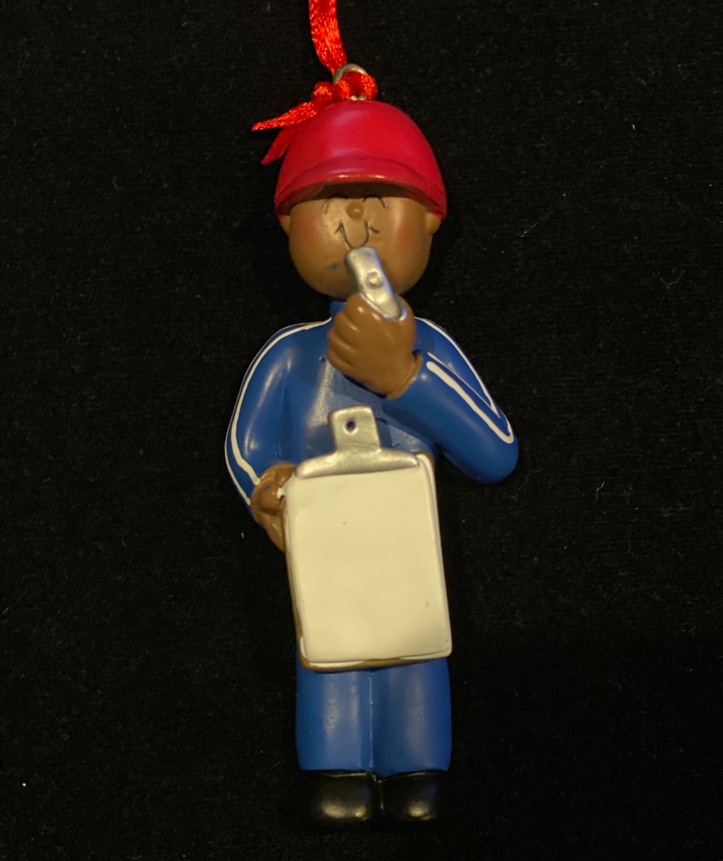 Coach/Referee, Male, Dark Skin-Personalized Ornament