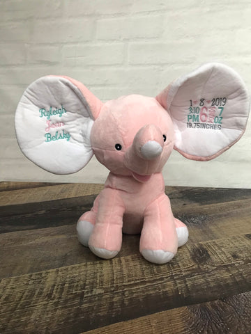 Personalized Big Earred Elephant Dumble (pink)
