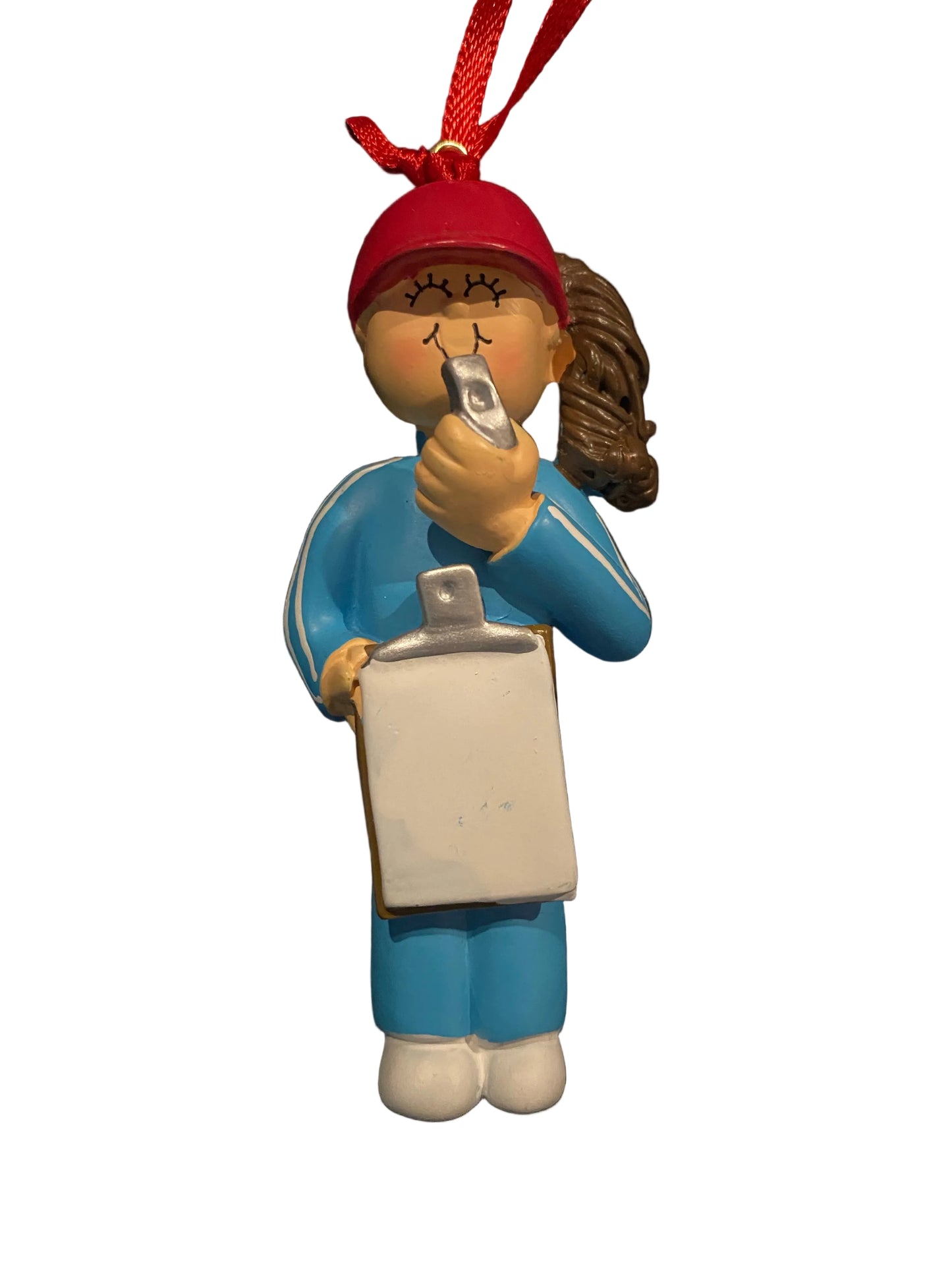 Coach/Referee, Female, Light Skin, Brown Hair Personalized Ornament