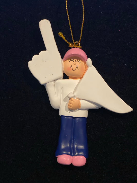 #1 Fan Woman, Light Skin Personalized Christmas Ornament