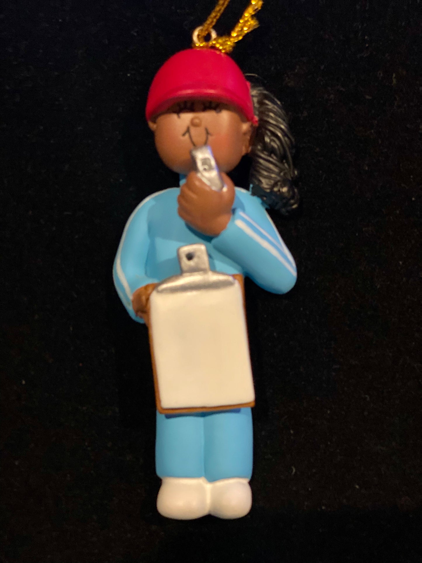 Coach/Referee, Female, Dark Skin-Personalized Ornament