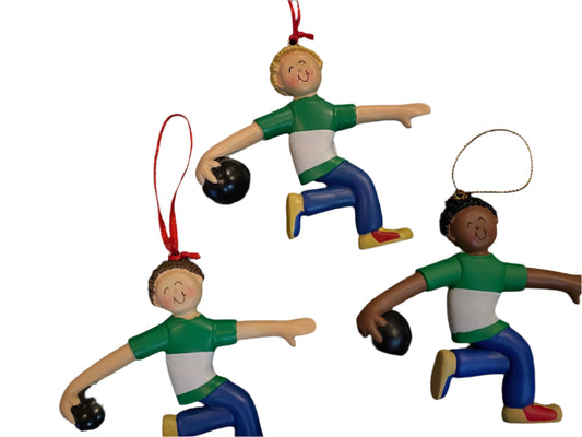 Bowler, Male- Personalized Christmas Ornament