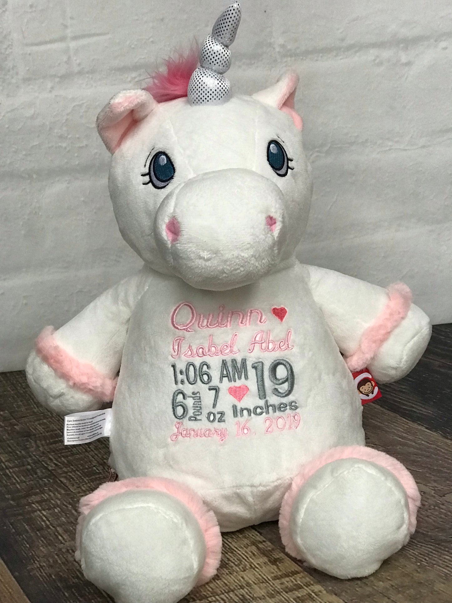 Personalized Unicorn Cubbie- White