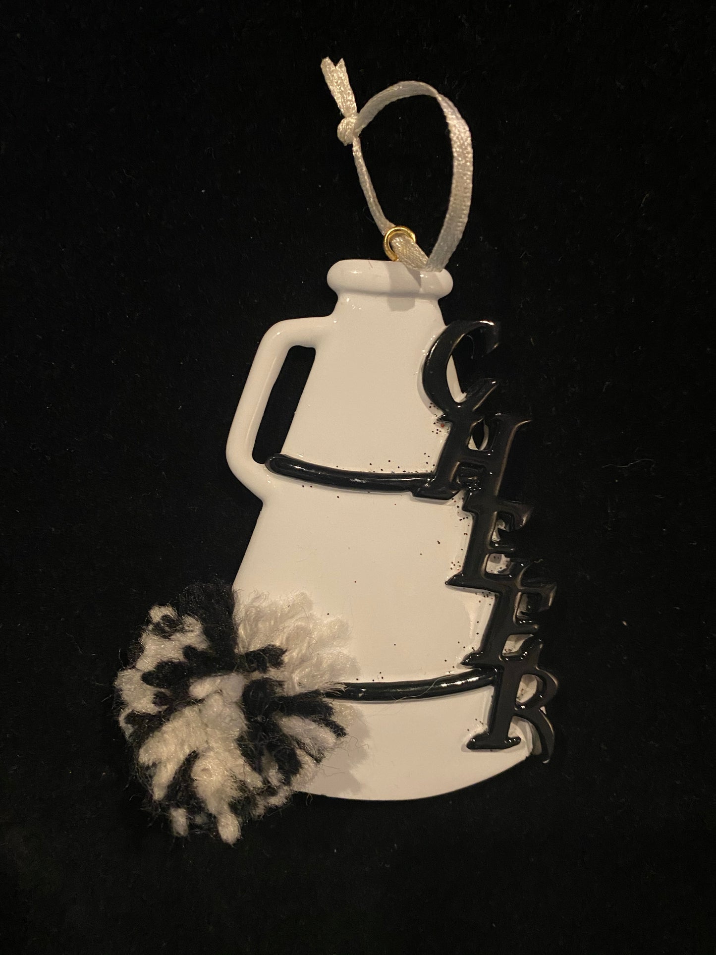 Cheer Megaphone, Black, Personalized Ornament