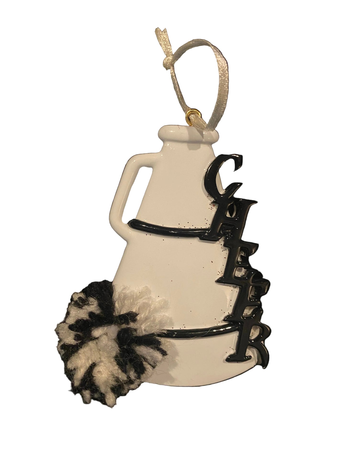 Cheer Megaphone, Black, Personalized Ornament