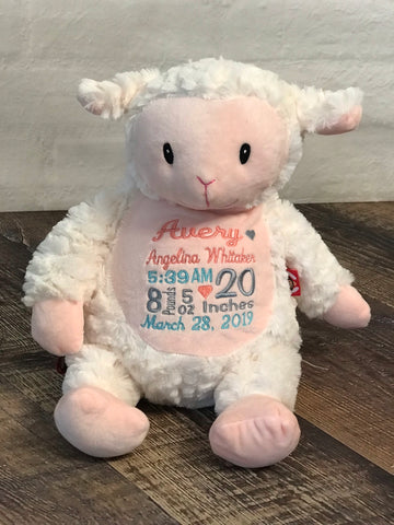 Personalized Lamb Cubbie, Stuffed Animal