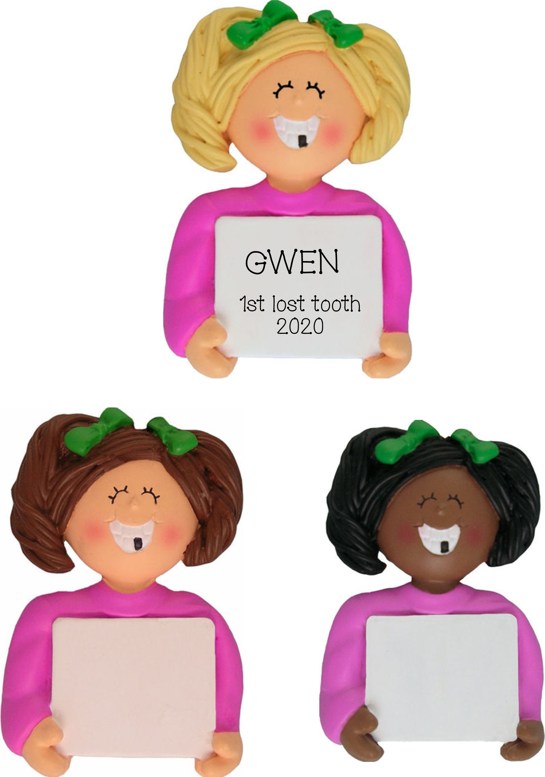 First Lost Tooth Girl- Personalized Christmas Ornament