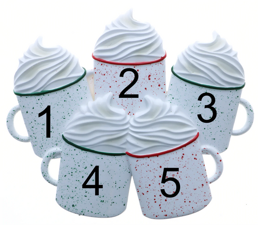 Cocoa Mug- Family of 5 Personalized Ornament