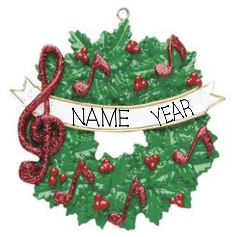 Music Wreath- Personalized Christmas Ornament