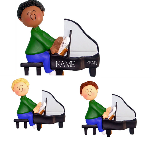 Piano Player Male- Personalized Christmas Ornament