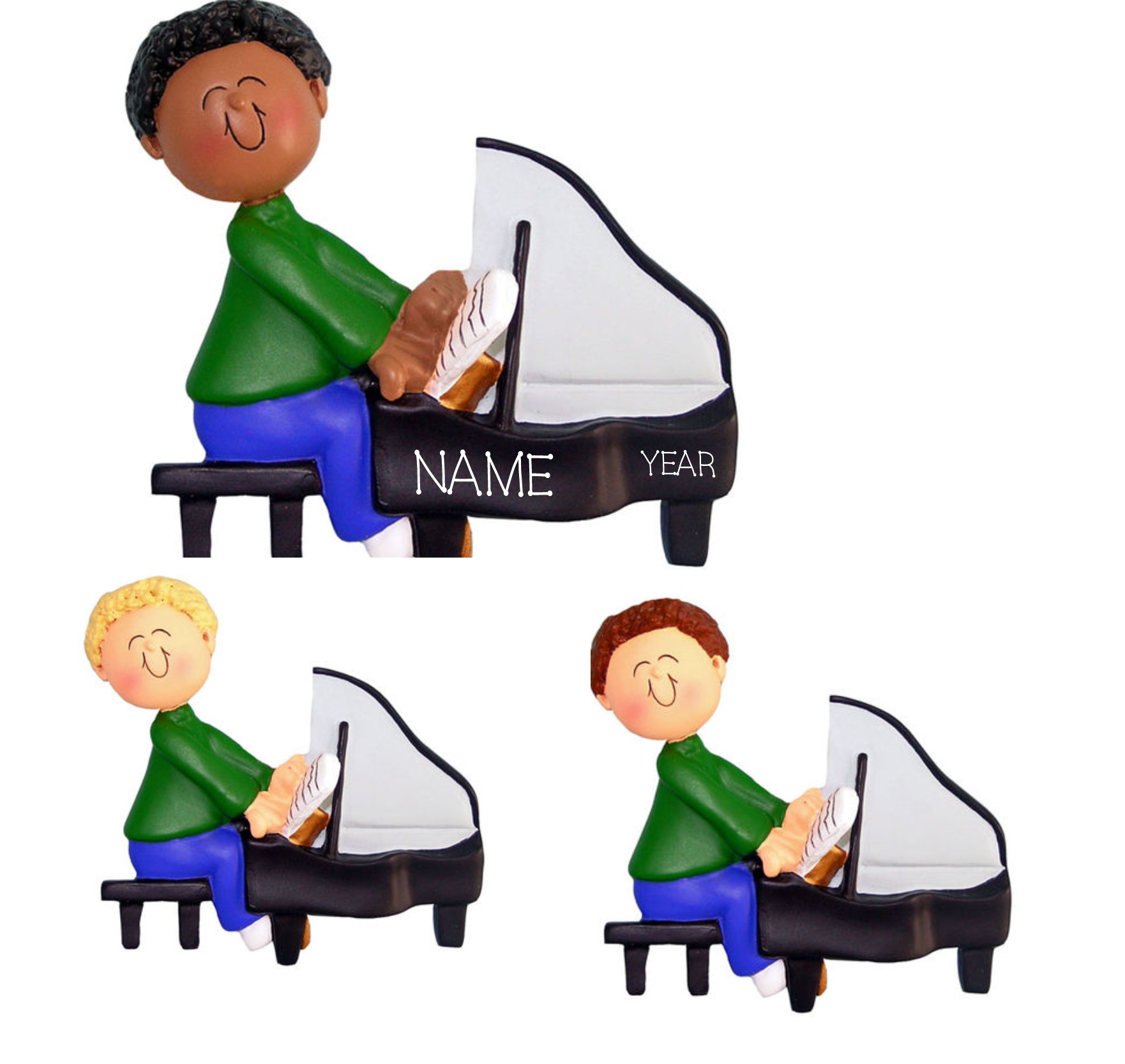 Piano Player Male- Personalized Christmas Ornament