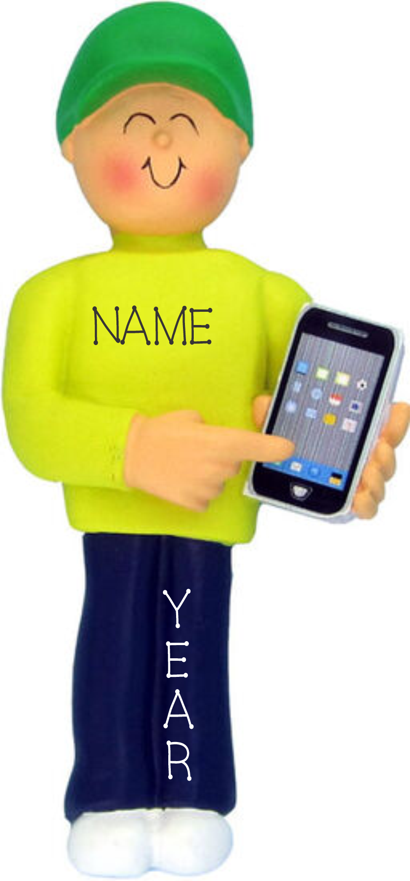 Smart Phone Personalized Ornament, Male