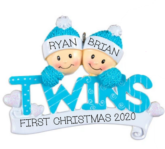 Twin Boys, Personalized Christmas Ornament