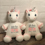 Personalized Unicorn Cubbie- White