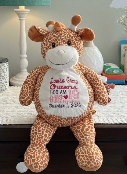 Personalized Giraffe Cubbie, Stuffed Animal