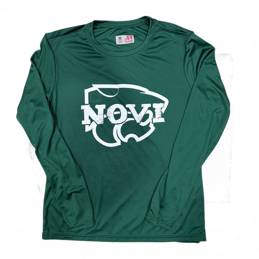 Clearance item -Novi Wildcats, Green Drifit Long Sleeve, Ladies Fit