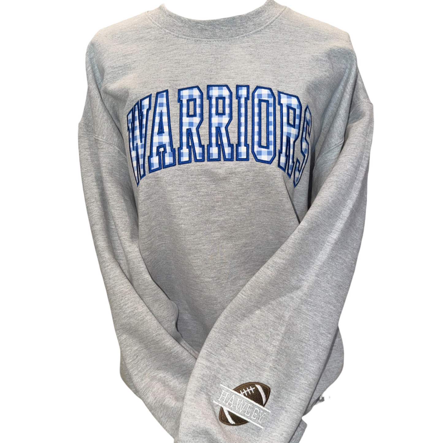Walled Lake Western Gingham Crewneck Embroidered Sweatshirt
