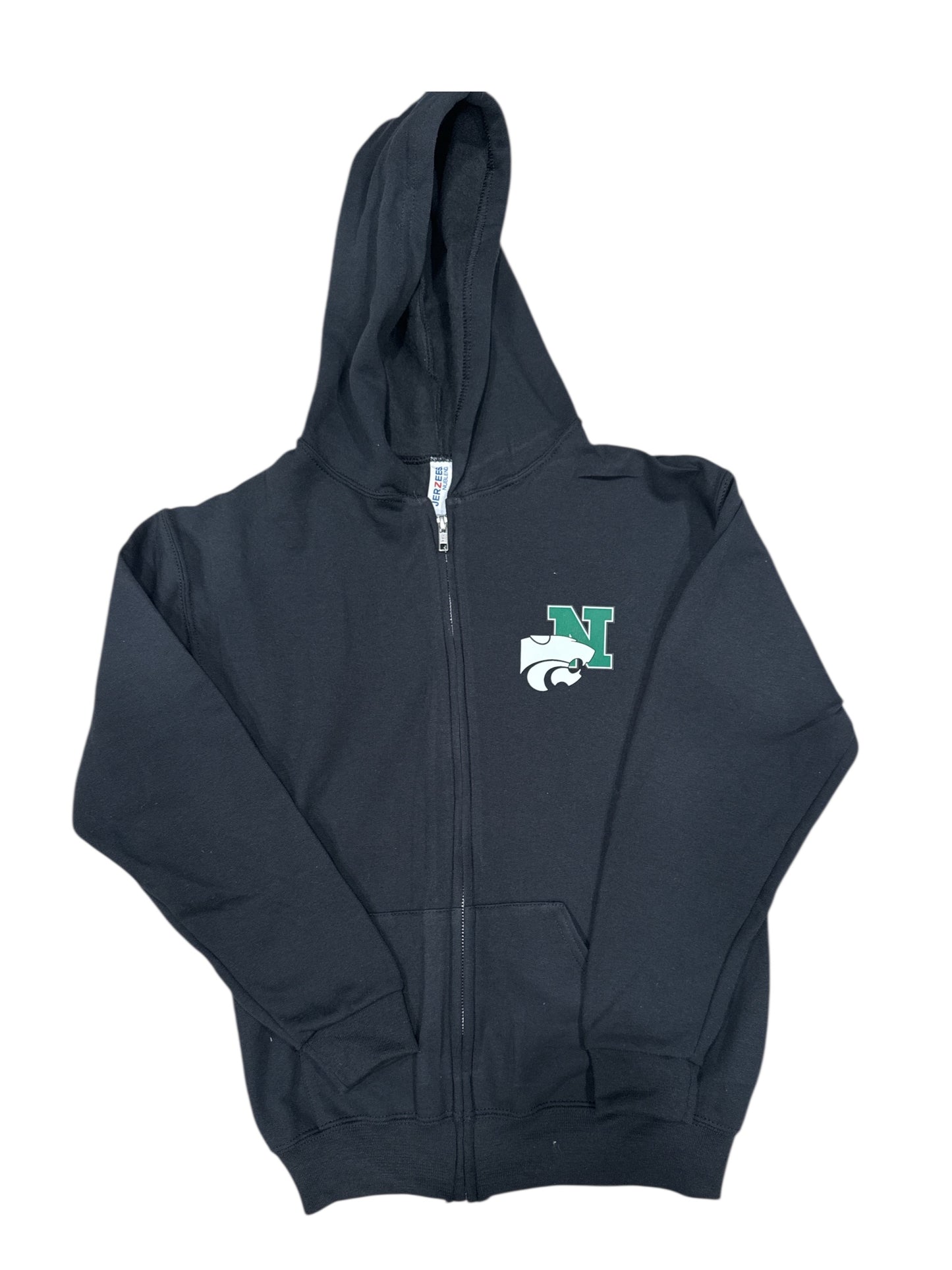 Clearance item -Novi Wildcats, Black Hooded Zip Up, Youth Sizing