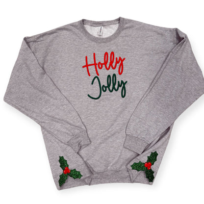 Holly Jolly 3D Puff, Holly Berry Sweatshirt