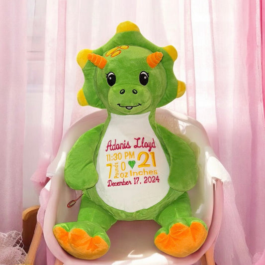 Personalized Green Dino, Stuffed Animal