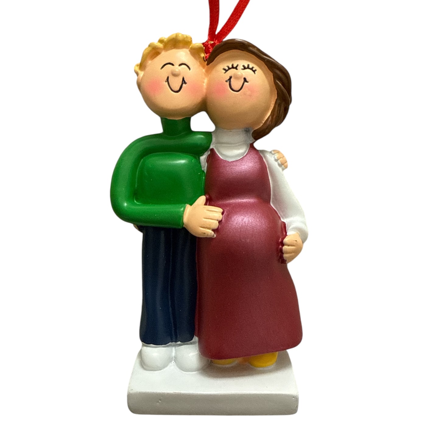 Pregnant/Expecting Couple, blonde hair male/brown hair female- personalized ornament