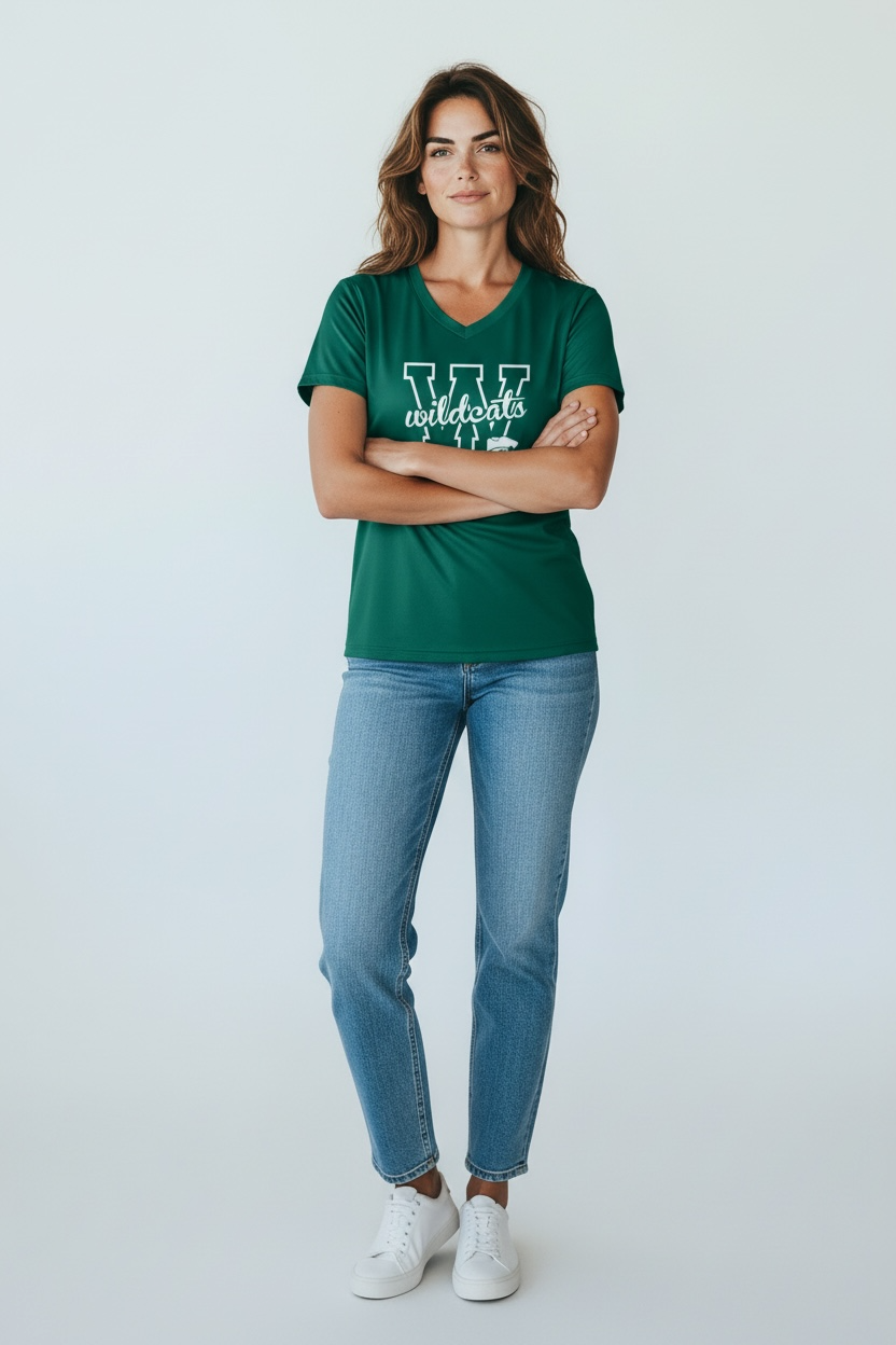Clearance item-Novi Wildcats, V-neck Short Sleeve, Ladies Sizing