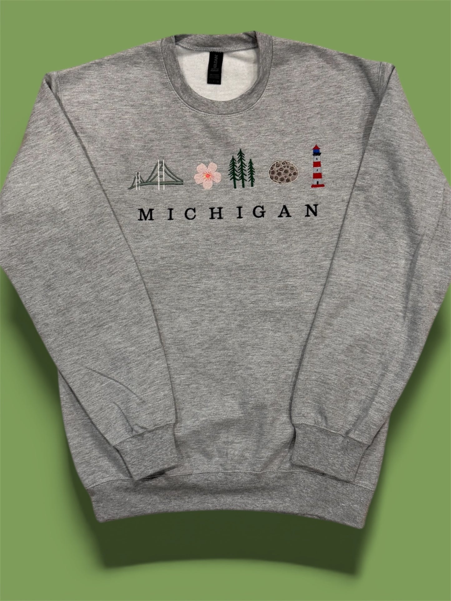 MICHIGAN Embroidered Crewneck Sweatshirt